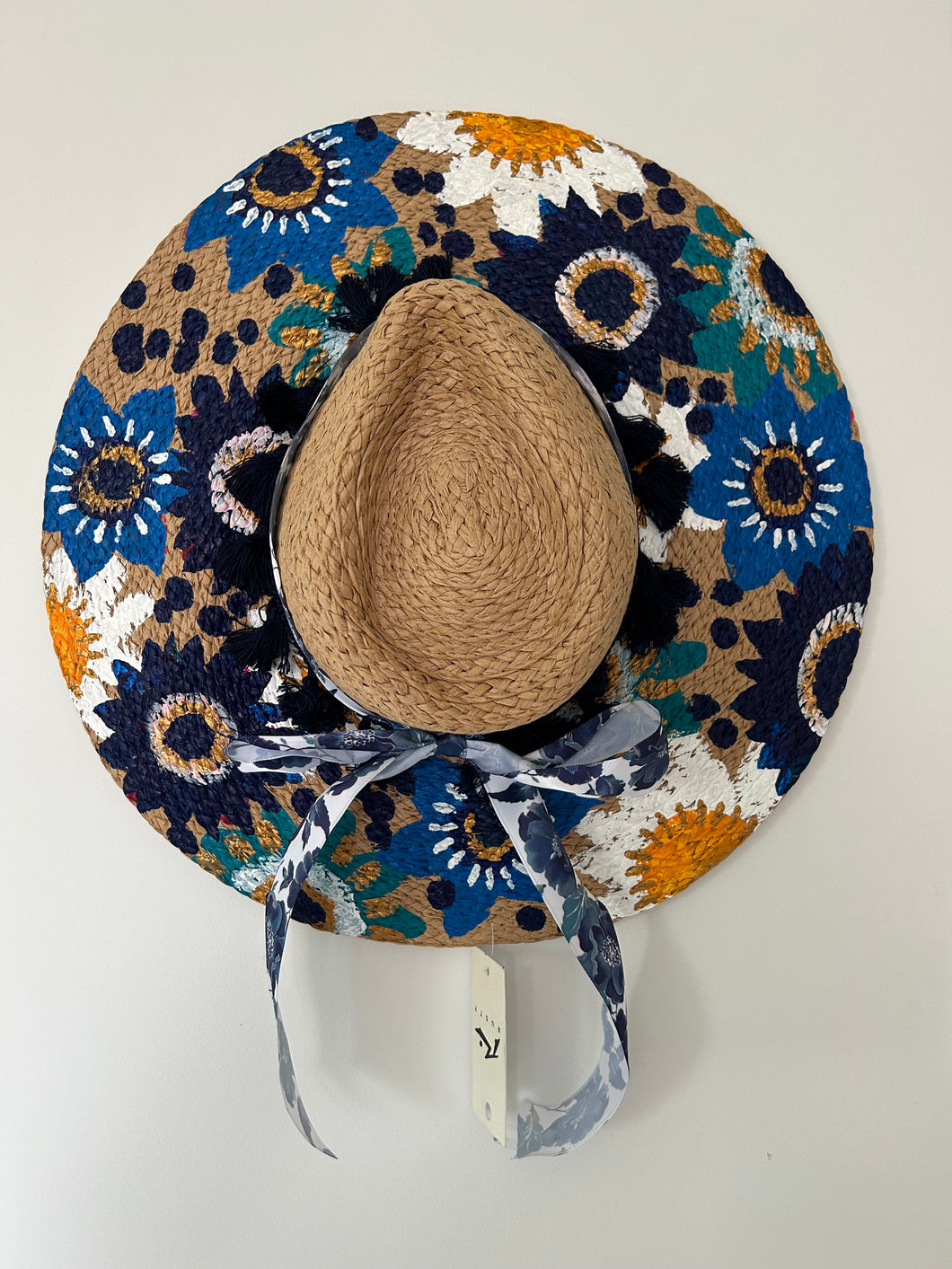 Florally Blue Straw Hat