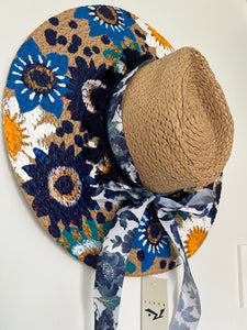 Florally Blue Straw Hat