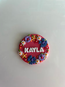 Pink Floral Name Badge